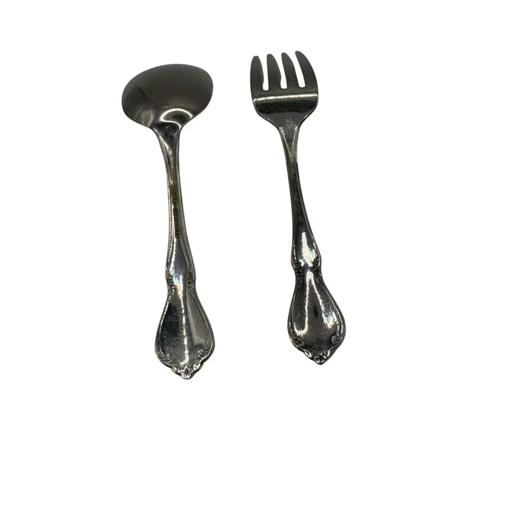 Vtg Oneida Chateau Youth Baby Child Toddler Fork Spoon Stainless Steel Flatware